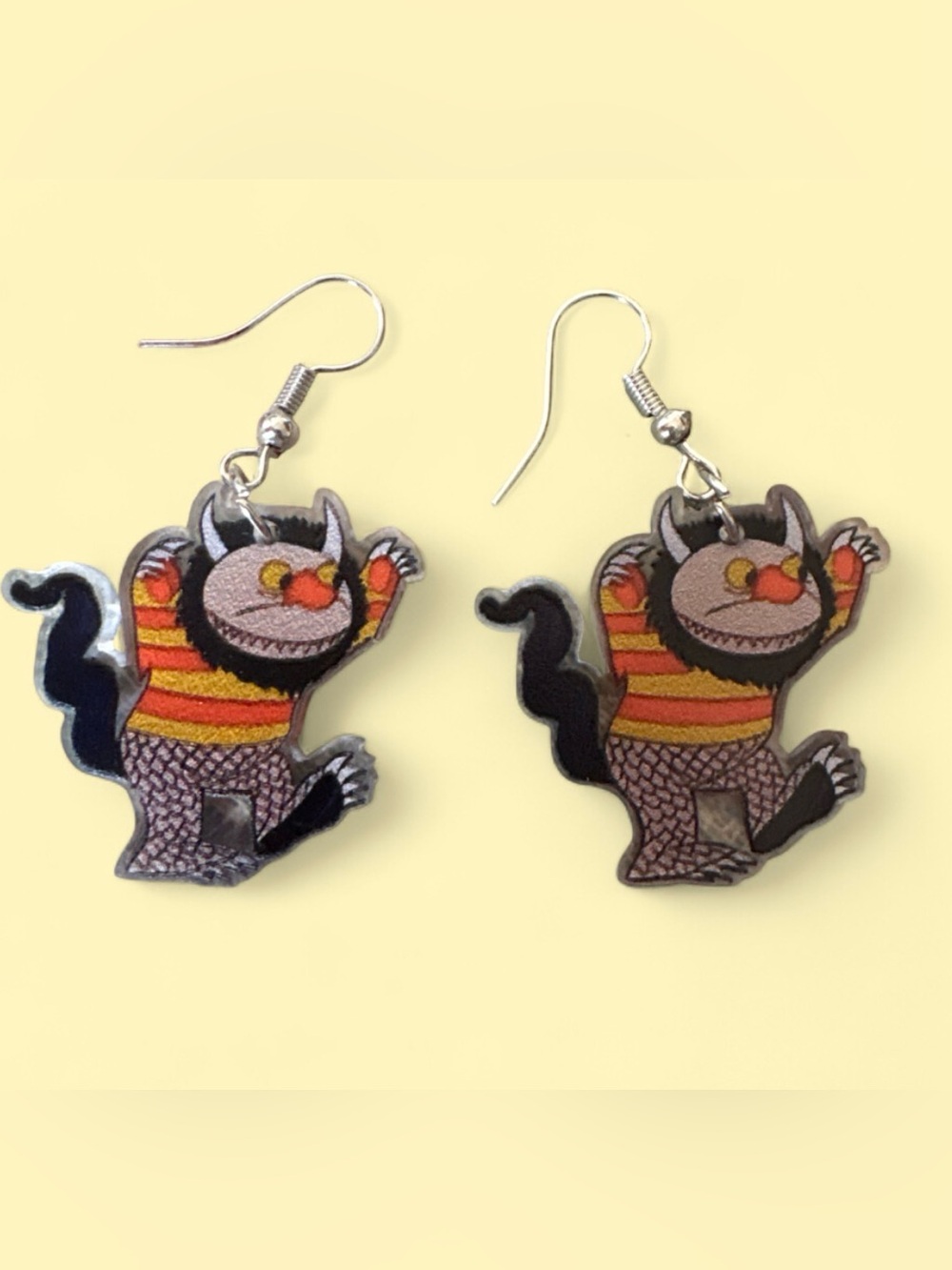 Playful Where the Wild Things Are Drop Earrings 2D Acrylic 1”
